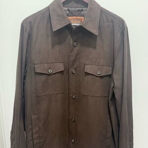 Tasso Elba Men's Brown Ultrasuede Shirt Jacket, Size Medium, NWT
